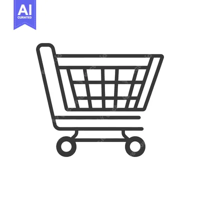 Premium design asset: A black and white illustration of a shopping cart
