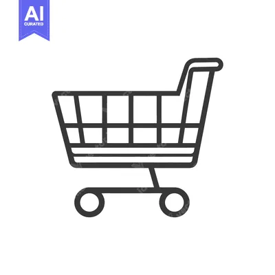 Aset premium populer: A simple black and white line drawing of a shopping cart