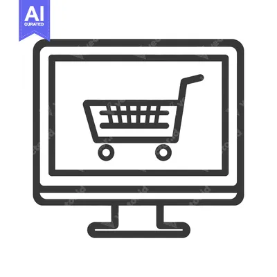 Aset premium populer: A simple illustration depicting online shopping using a computer scree