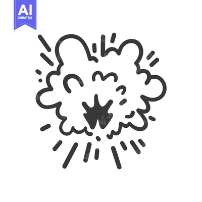 Aset desain premium: Depiction of an explosion graphic represented by a stylized illustrati