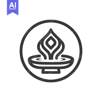Aset desain premium: Minimalist Flame Icon: Stylized Fire in Circle, Black and White