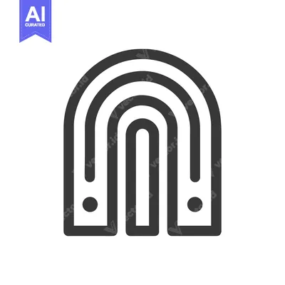 Minimalist Archway Icon with Rounded Lines and Circular Accents, Moder