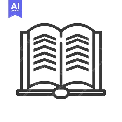 Open Book Icon with Arrow Design on Pages