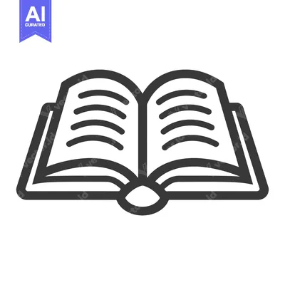 Aset premium populer: Open book icon with curved lines representing pages