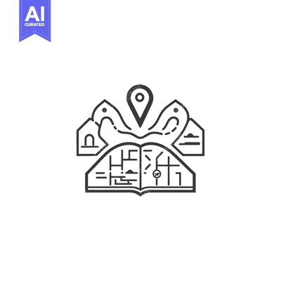 Aset premium populer: Open Book with a Map and a Location Pin