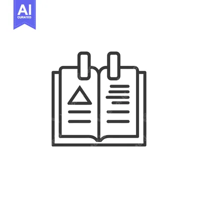 Aset desain premium: Open Book with Bookmarks and a Triangle Symbol