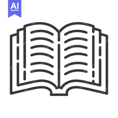 Open Book with Detailed Line Art Illustration