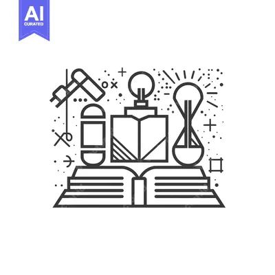 Aset desain premium: Open Book With Light Bulbs and Geometric Shapes
