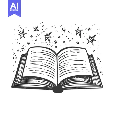 Open Book With Magic Stars Emanating From It