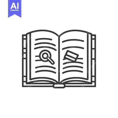 Premium design asset: Open Book with Magnifying Glass and Bookmark