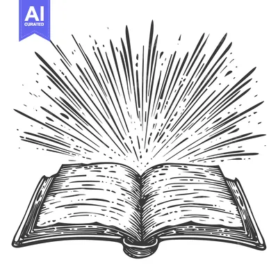 Aset desain premium: Open Book with Rays of Light Emerging from Its Pages