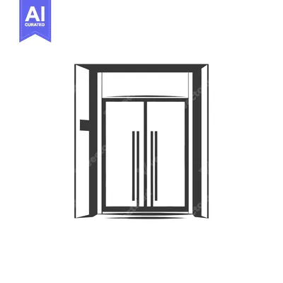 Aset premium populer: Open double door with vertical lines on surface