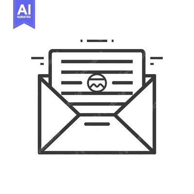 Premium design asset: Open Envelope with a Letter and an At Symbol Inside
