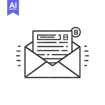 Aset desain premium: Open Envelope with Letter and Badge
