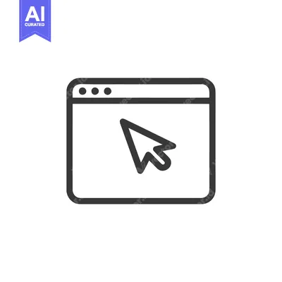 Aset premium populer: Minimalist Browser Window with Cursor Icon, Clean Line Art Design