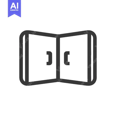 Aset premium populer: Minimalist Open Double Door Icon with Rounded Edges and Handles