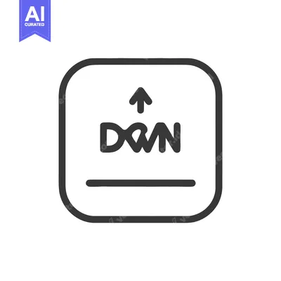 Popular premium asset: Minimalist "Down" Icon with Arrow and Line in Rounded Square Frame