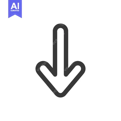 Aset desain premium: Bold Downward Arrow: Simple Graphic Symbol on White Background