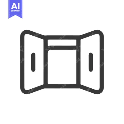 Aset desain premium: Minimalist Open Window Icon, Dark Outline on White Background