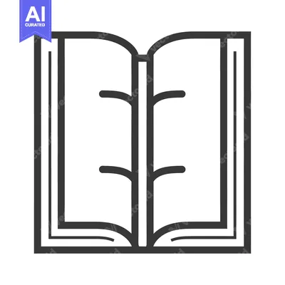 An illustrated open book featuring a stylized spine element