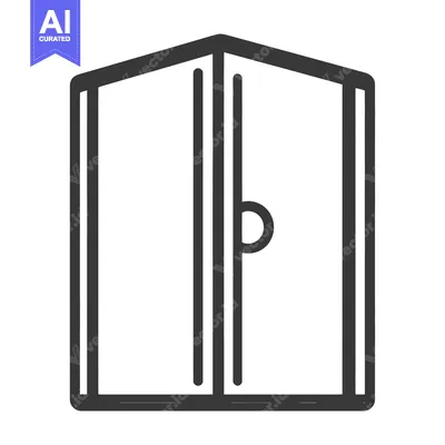 A simple line drawing of a shower or bathroom enclosure
