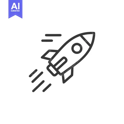 Aset premium populer: Minimalist Rocket Launching Icon with Speed Lines on White Background