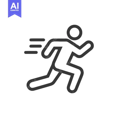 Aset desain premium: Dynamic Runner Icon: Bold Outline, Speed Lines, Modern Design