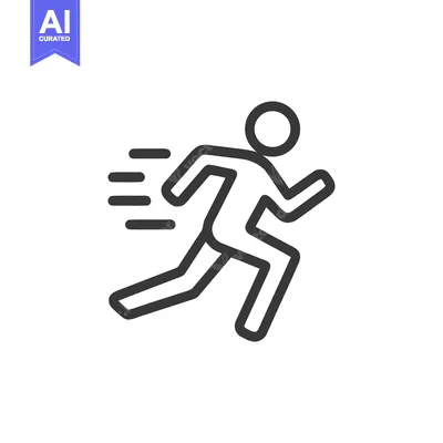 Premium design asset: Minimalist Running Icon with Speed Lines on White Background