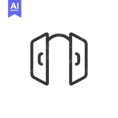 Open Doorway Icon: Minimalist Black Line Art on White Background