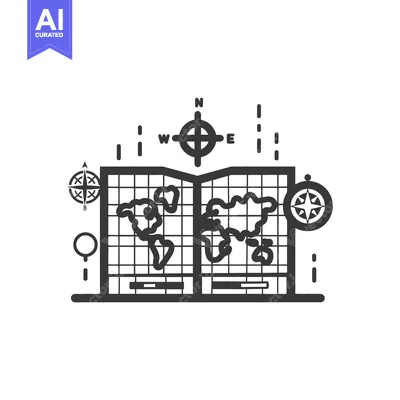 Aset premium populer: Open World Map with Compass and Grid Lines