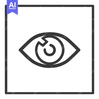 Premium design asset: Minimalist Eye Icon in Square Frame, Dark Gray on White