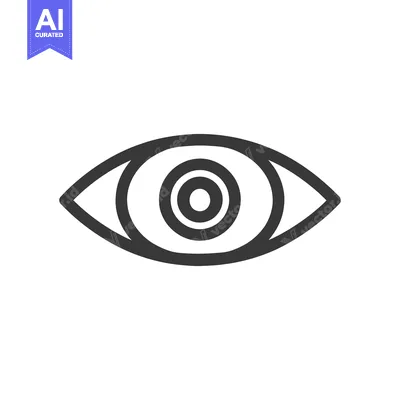 Aset desain premium: Minimalist Eye Icon with Concentric Circles on White Background