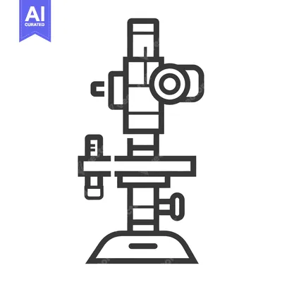 Aset desain premium: An outlined drawing of a scientific laboratory microscope instrument