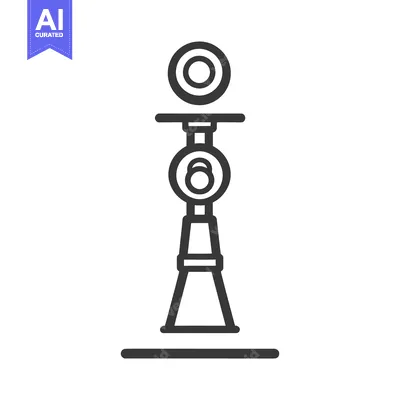 Aset desain premium: A simple line drawing depicting a tower like structure