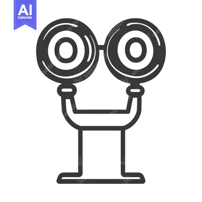 A Simple Black And White Illustration Of Binoculars On A Stand