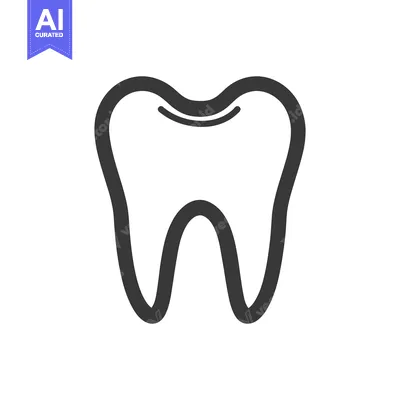 Aset desain premium: Isolated black and white outline image representing a human molar