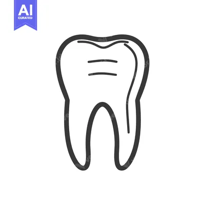 Aset premium populer: A simple outlined depiction of a human molar tooth