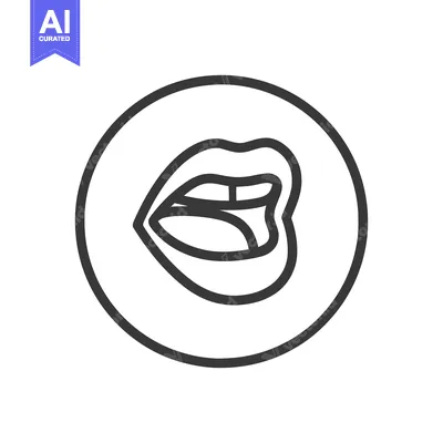 Premium design asset: Bold Lips Icon: Minimalist Outline in Circle, Modern Design
