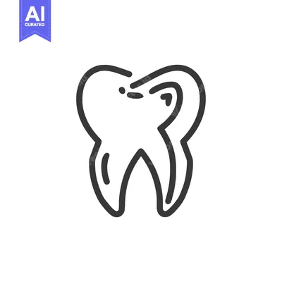 Aset premium populer: Minimalist Tooth Icon: Dental Health Symbol in Bold Outline