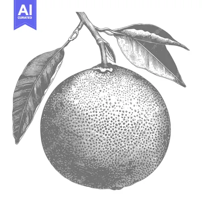 A detailed vintage black and white drawing of citrus fruit