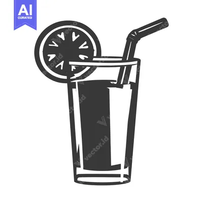 Aset premium populer: A refreshing beverage with a citrus slice and a straw
