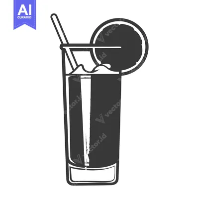 Premium design asset: Illustration depicts a refreshing drink with a straw and garnish slice
