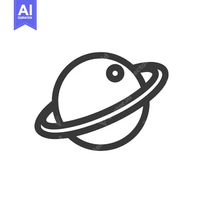 Aset desain premium: Minimalist Planet Icon with Ring, Simple Black and White Design