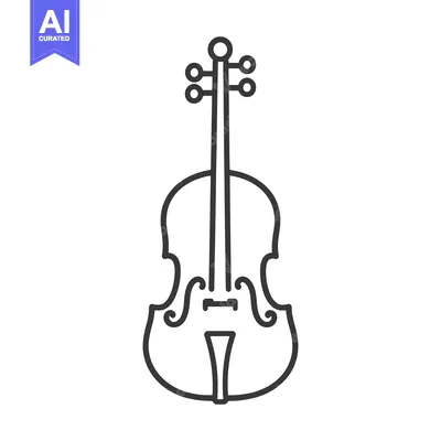 Aset premium populer: A simple black and white line drawing of a violin instrument