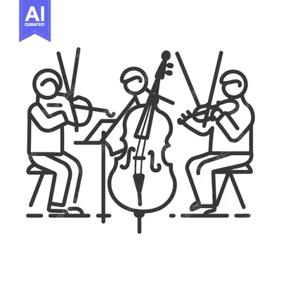 Aset desain premium: An illustration of musicians playing stringed musical instruments toge