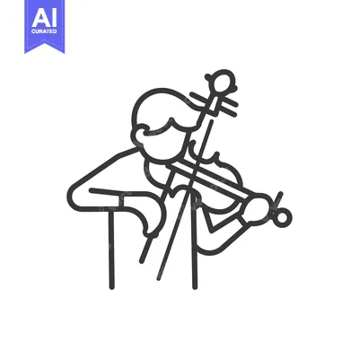 Aset desain premium: A simple illustration of a person playing a violin instrument