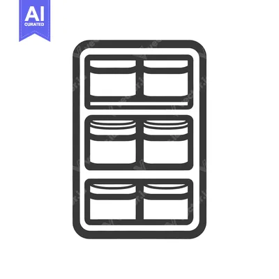 Aset desain premium: A monochrome outline illustration depicts jars inside a shelf storage
