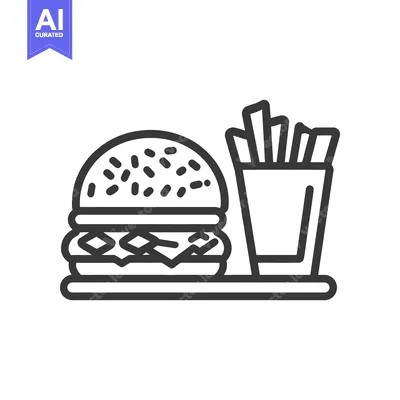 A delicious hamburger with french fries presented in a simple graphic