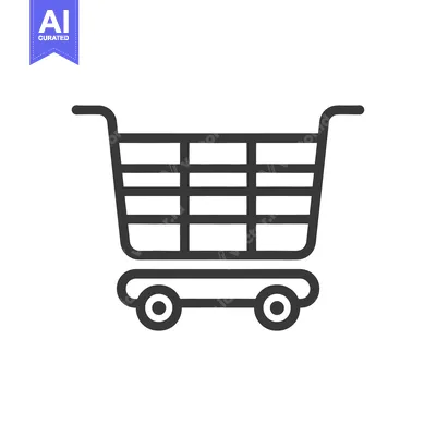 Aset desain premium: The simple black and white outline of a shopping cart is shown
