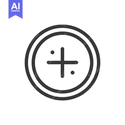 Aset desain premium: A black line icon featuring a plus sign within a circle